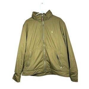 VTG Polo Ralph Lauren Jacket Mens XLarge Olive Hooded Fleece Lined Full Zip Coat